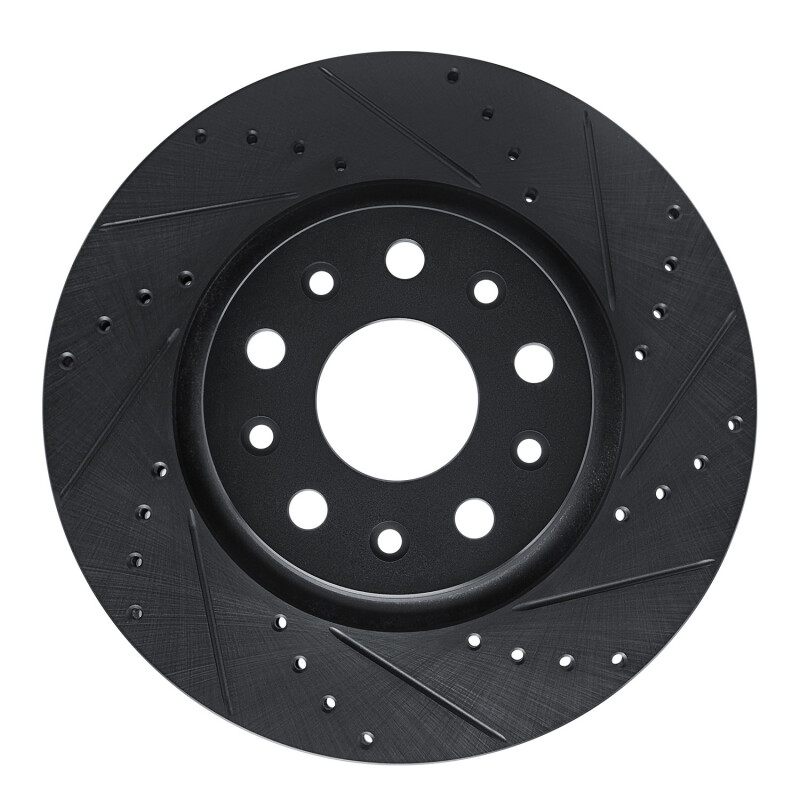 Jeep Gladiator Brake Rotor (1) - Front Right - R1 Concepts - Drilled & Slotted - Black - `18-`25